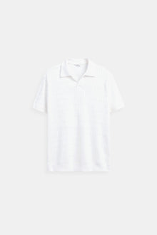 Weißes Strick-Poloshirt mit Strukturmuster – Weiß