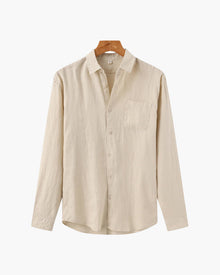 Kai | Lightweight Langarm Herren Sommer Leinenhemd – Beige