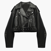 Kurze Bikerjacke für Damen – Schwarz