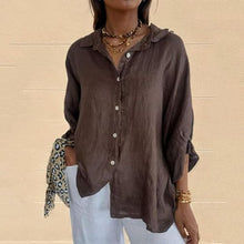 Damen Sommer Button Down Hemd | Langarm – Dunkelbraun