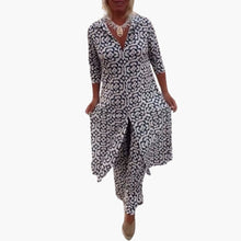 Geometrisches Zweiteiler-Set - Für Damen mit Stil & Komfort – Grau