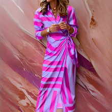 Emily - Stilvolles und Elegantes Kleid mit Streifen – Lila