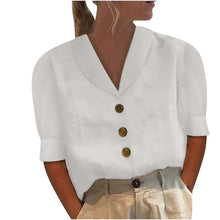 Leinenbluse mit Knöpfen | Schlicht & Elegant | Luftiger Schnitt – Weiß