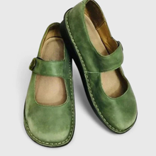 Selina | Damen Riemen Detail Slip-On Schuhe – Grün