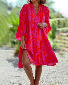 Joyce - Elegantes Boho Chic Kleid – Rot (Fast ausverkauft)