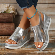 Stefanie | Damen Metallische Plattform Komfort Sandalen – Silber