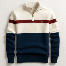 ELSTON HERITAGE PULLOVER MIT VIERTELZIP – Marineblau Weiß