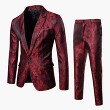 Herren Anzug mit Jacquard Muster für alle Jahreszeiten – Rot