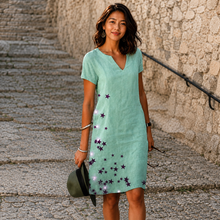 Josette - Lässiges Midikleid mit V-Ausschnitt – Hellgrün