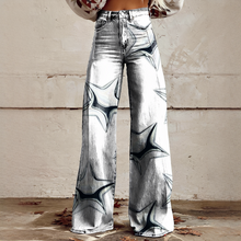 Shelley - Bequeme Weitbeinige Bedruckte Jeans – Weiß