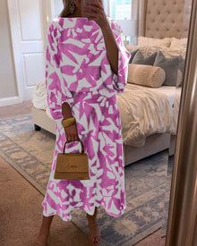 Mila | Laternenärmel Gemustert Zweiteiliges Set – Rosa