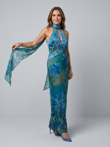 Juniper | Keyhole Halter Ärmelloses Maxikleid – Blau
