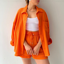 Conjunto arrugado casual mujer – Orange