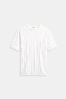 Old Money Classic Heavy O-Neck Striped T-Shirt – Weiß