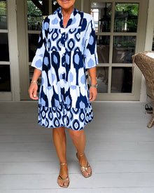 Ledana |  Bedrucktes Kleid – Blau