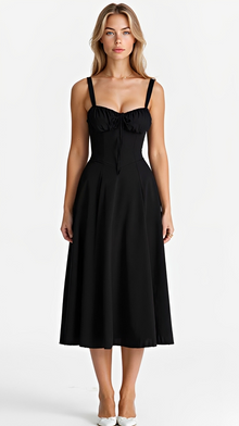 Kiana - Stilvolles Midikleid mit Schlitz – Schwarz