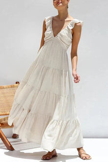 Boho-Maxikleid | Luftig & Romantisch | Volant-Design – Weiß