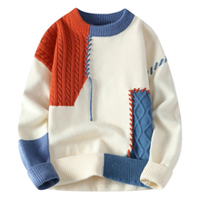 Patchwork-Strickpullover | Kreatives Design | Lässige Passform – Blau