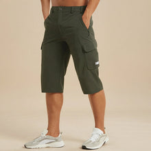 Cedrik - Dehnbare Cargo-Shorts – Dunkelgrün