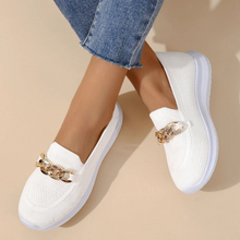 Len – Einfarbige, atmungsaktive Loafer aus Mesh – Weiß