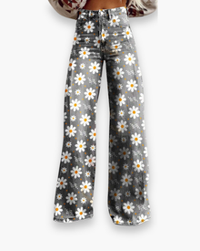 Damen Elegante Stoffhose | Vielseitig und Bequem – Weiße Blume