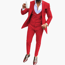 Herren Anzugset mit Weste und atmungsaktivem Blazer – Rot
