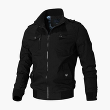 Herren Bomberjacke mit Reißverschluss und geripptem Saum – Schwarz