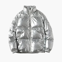 Metallic Winter Pufferjacke für Herren – Silber
