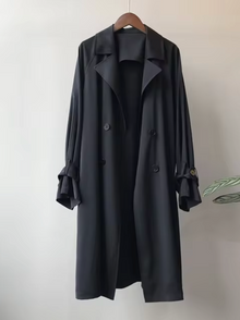 Trenchcoat Damen | Doppelreihe Mit Reverskragen – Schwarz