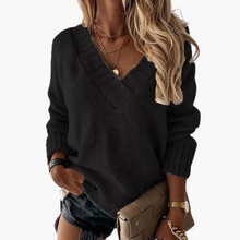 Claudia | Warmer V-Ausschnitt-Pullover – Schwarz