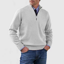 Herrenpullover mit halbem Reißverschluss – Weiß