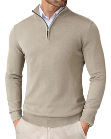 Romeo | Strickpullover mit Reißverschluss – Beige