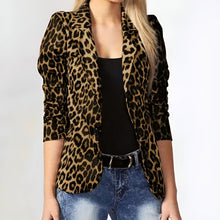 Nevaeh | Blazer mit Animal-Print und Reverskragen – Khaki