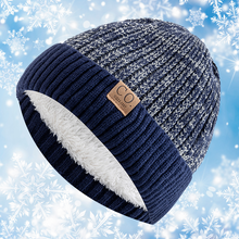 FurCozy - Warme Mütze Mit Fellfutter – Marineblau