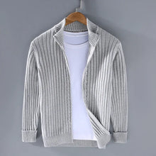 Frank™ - Massimo Merino-Cardigan mit Reißverschluss – Hellgrau