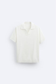 Klassisches Strick-Poloshirt in Weiß – Weiß