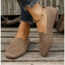 Eulla – gestrickte Ballerinas im Ballett-Stil mit flacher Sohle – Braun