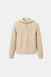 Strickpullover mit Reißverschlusskragen – Stilvoll & Bequem – Beige