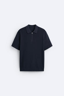 Elegantes Strickpolo mit Reißverschluss – Schwarz