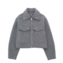 Strickjacke mit Kragen | Reißverschluss | Strukturierte Optik – Grau
