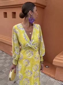 Marisella  | Sommerkleid mit Blumenmuster – Gelb