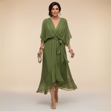 Harshani - Lappen Kleid Mit V-Ausschnitt – Grün