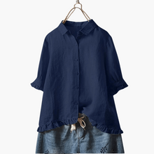 Elegante Bluse Damen - V-Ausschnitt & Langarm-Design – Marineblau