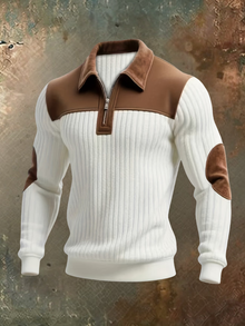 Jirid – Pullover MIT Viertelreißverschluss Und Kontrasteinsätzen – Weiß