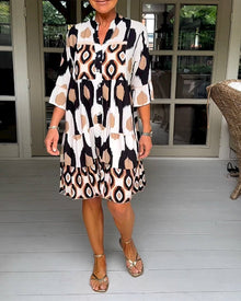 Ledana |  Bedrucktes Kleid – Weiß
