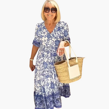 Silke | Boho-Kleid, das deinen Bauch mühelos kaschiert – Blau