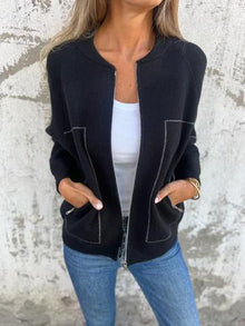 Elegante Strickjacke | Lässiger Schnitt & Reißverschluss | Zeitlos & Komfortabel – Schwarz