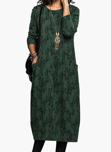 Merle | Winterkleid mit Rundhalsausschnitt – Grün