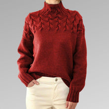 Strickpullover mit Zopfmuster | Hoher Kragen | Kuscheliger Komfort – Rot