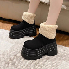 Damen Plateau-Stiefeletten mit Steppmuster - Svea – Schwarz
